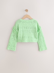 Lime Green Tassle Knitted 100% Cotton Jumper (3-16yrs) - Image 3 of 5