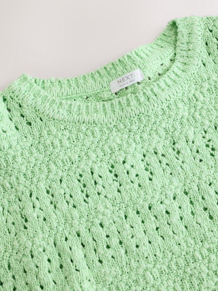 Lime Green Tassle Knitted 100% Cotton Jumper (3-16yrs) - Image 4 of 5