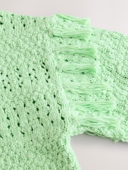 Lime Green Tassle Knitted 100% Cotton Jumper (3-16yrs) - Image 5 of 5