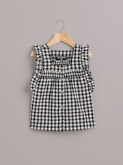 Whistles Black/Multi Kids Gingham Pippa 100% Cotton Top - Image 1 of 3