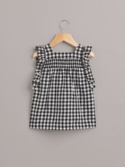 Whistles Black/Multi Kids Gingham Pippa 100% Cotton Top - Image 2 of 3