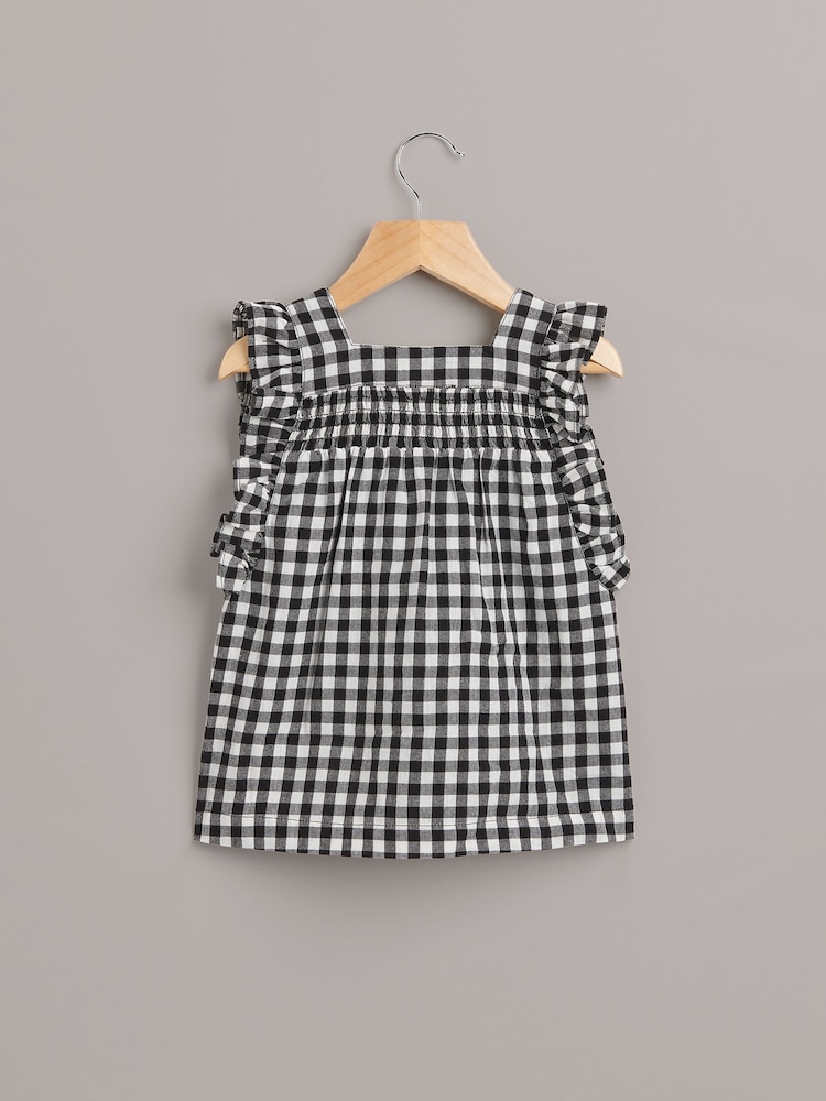 Whistles Black/Multi Kids Gingham Pippa 100% Cotton Top - Image 2 of 3