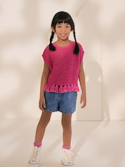 Pink Knitted Tassle Top (3-16yrs) - Image 2 of 8
