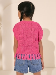 Pink Knitted Tassle Top (3-16yrs) - Image 3 of 8
