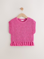 Pink Knitted Tassle Top (3-16yrs) - Image 5 of 8