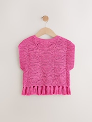 Pink Knitted Tassle Top (3-16yrs) - Image 6 of 8