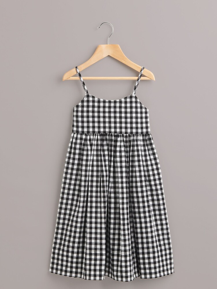 Whistles Black/Multi Kids Gingham Carmen 100% Cotton Dress - Image 1 of 3