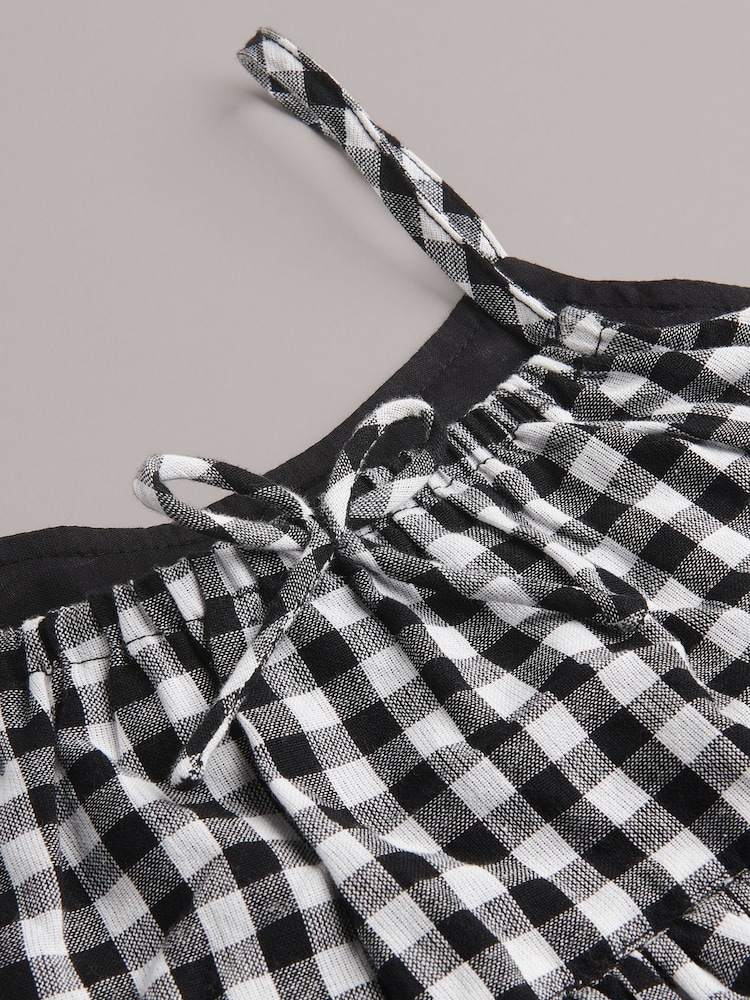 Whistles Black/Multi Kids Gingham Carmen 100% Cotton Dress - Image 3 of 3