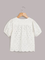 Whistles Ivory Kids Broderie 100% Cotton Top - Image 1 of 2