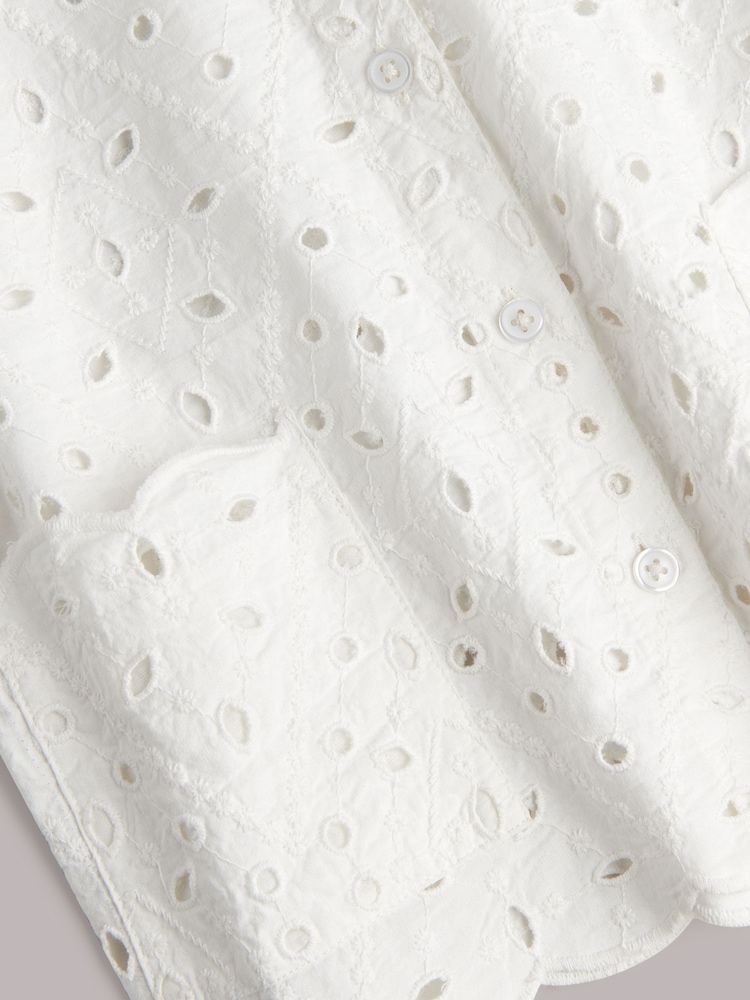 Whistles Ivory Kids Broderie 100% Cotton Top - Image 2 of 2