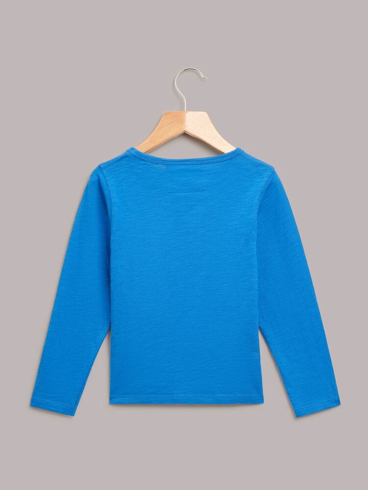 Whistles Blue Kids Monster Long Sleeve 100% Cotton T-Shirt - Image 2 of 3