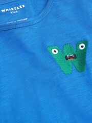 Whistles Blue Kids Monster Long Sleeve 100% Cotton T-Shirt - Image 3 of 3