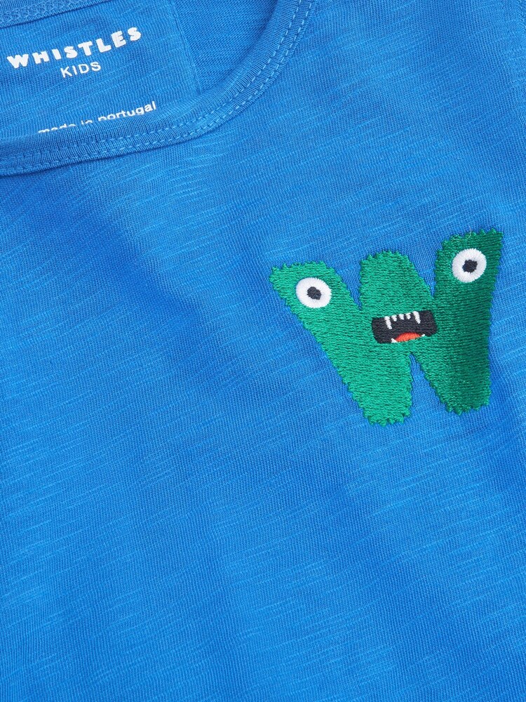 Whistles Blue Kids Monster Long Sleeve 100% Cotton T-Shirt - Image 3 of 3