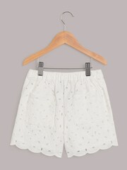 Whistles Ivory Kids Broderie 100% Cotton Shorts - Image 2 of 3