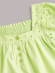 Whistles Green Kids Lime Broderie Trapeze 100% Cotton Dress - Image 3 of 3