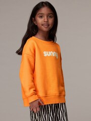 Whistles Orange Kids Sunny 100% Cotton Sweatshirt - Image 1 of 4