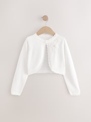 White 100% Cotton Embellished Occasion Cardigan (3-16yrs) - Image 1 of 4