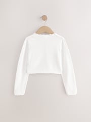 White 100% Cotton Embellished Occasion Cardigan (3-16yrs) - Image 2 of 4