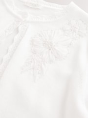 White 100% Cotton Embellished Occasion Cardigan (3-16yrs) - Image 4 of 4