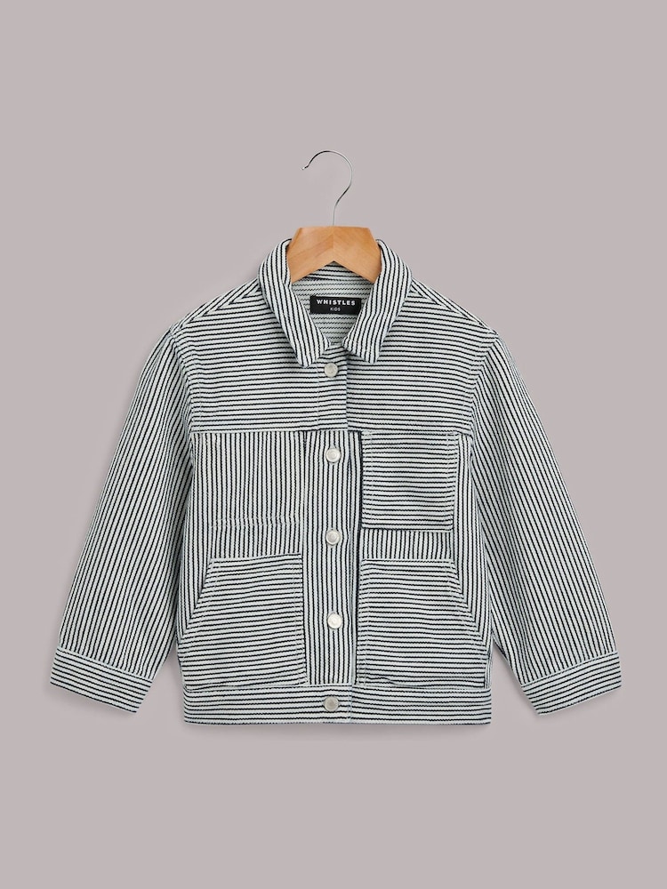 Whistles Multicolour Kids 100% Cotton Stripe Stripe Jacket - Image 5 of 5