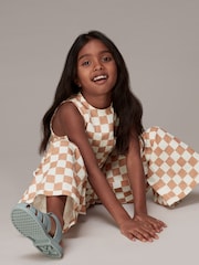 Whistles Multicolour Kids Checkerboard Wide Leg Trousers - Image 3 of 4