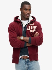 Superdry Red 100% Cotton Vintage Athletic Zip Hoodie - Image 1 of 5