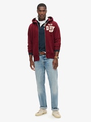 Superdry Red 100% Cotton Vintage Athletic Zip Hoodie - Image 3 of 5