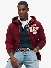 Superdry Red 100% Cotton Vintage Athletic Zip Hoodie - Image 4 of 5