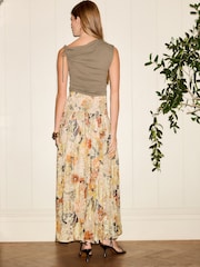 Cream Sparkle Drop Waist Maxi Skirt - Image 4 of 8