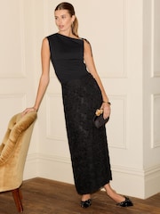 Black Textured Column Skirt - Image 1 of 8