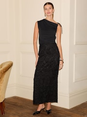 Black Textured Column Skirt - Image 2 of 8