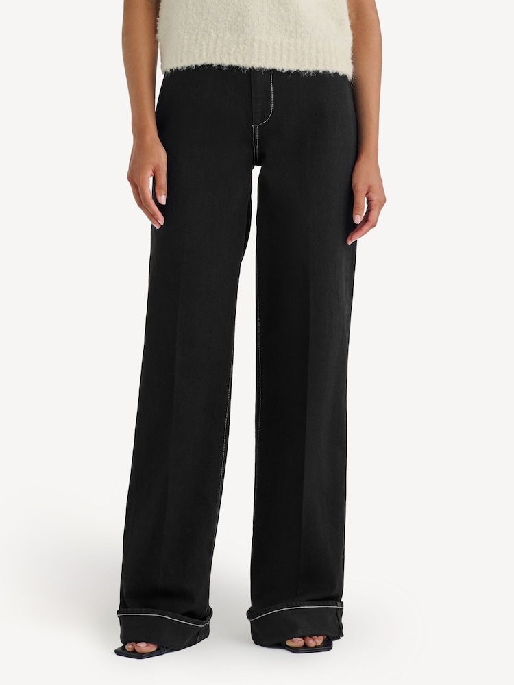 Paige Sasha Wide Cuff Black Jeans - Image 1 of 6