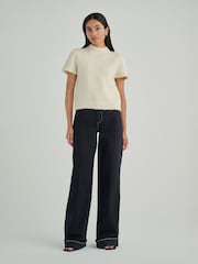 Paige Sasha Wide Cuff Black Jeans - Image 3 of 6