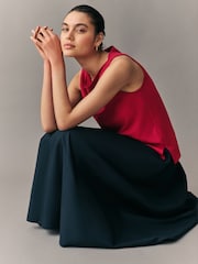 Red Cowl Neck Sleeveless Top - Image 3 of 8