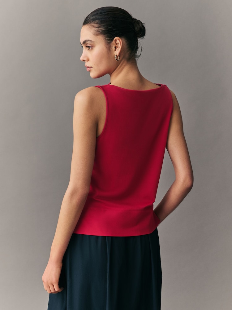 Red Cowl Neck Sleeveless Top - Image 4 of 8