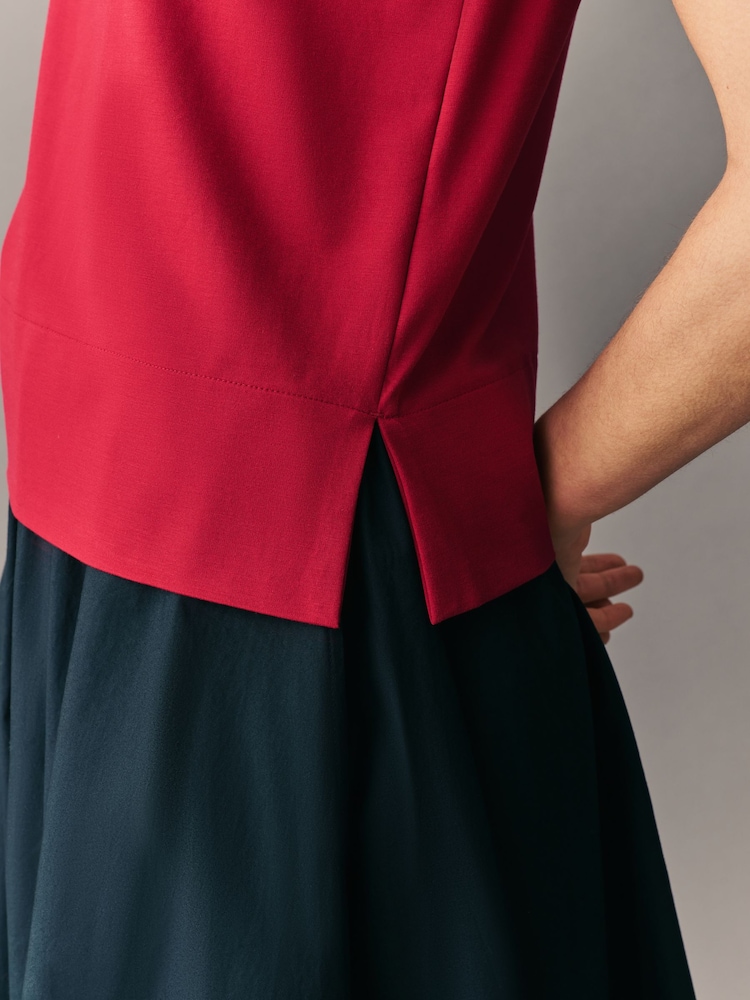 Red Cowl Neck Sleeveless Top - Image 5 of 8