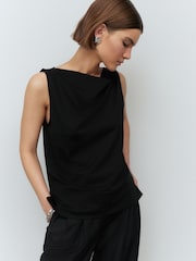 Black Cowl Neck Sleeveless Top - Image 1 of 8