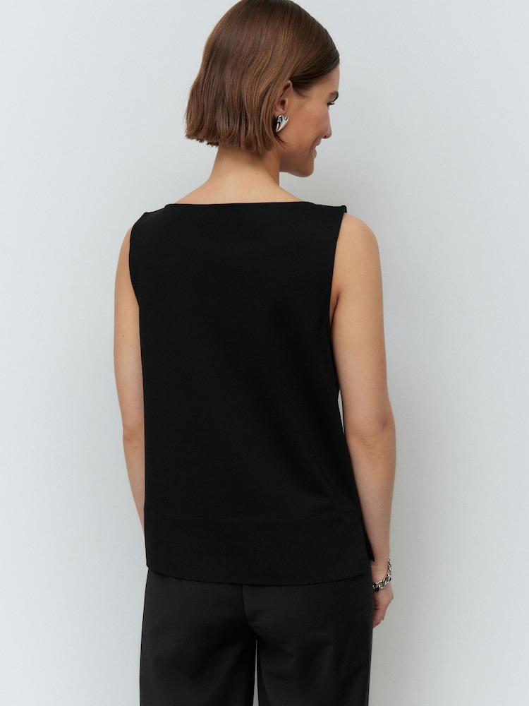 Black Cowl Neck Sleeveless Top - Image 3 of 8