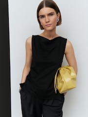 Black Cowl Neck Sleeveless Top - Image 4 of 8