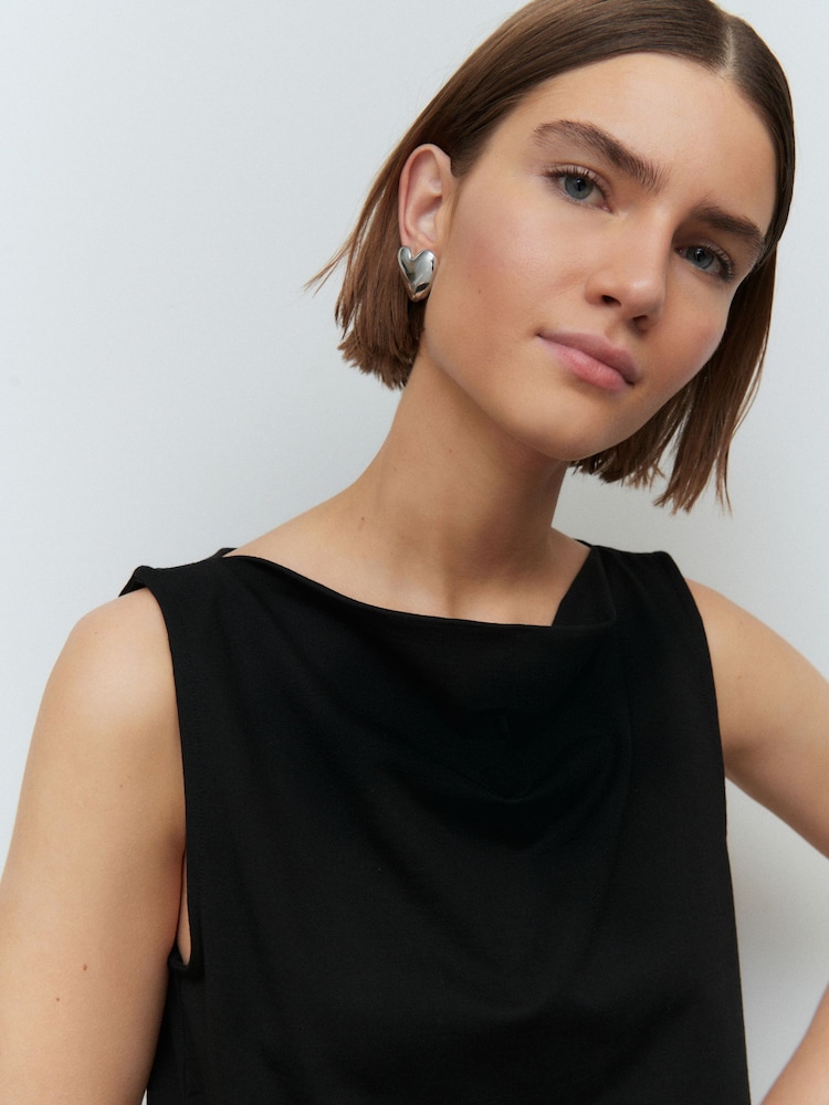 Black Cowl Neck Sleeveless Top - Image 5 of 8
