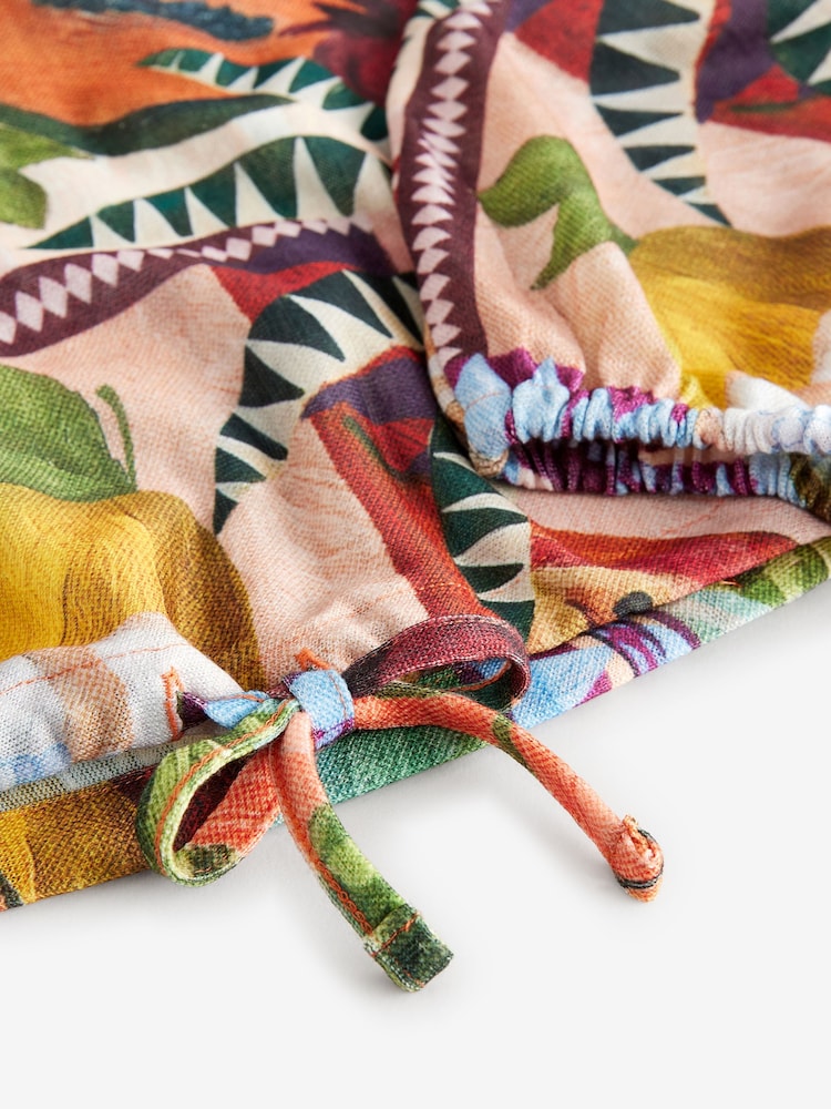 Multi Fruit Print Long Sleeve Drawstring Hem Blouse - Image 6 of 7