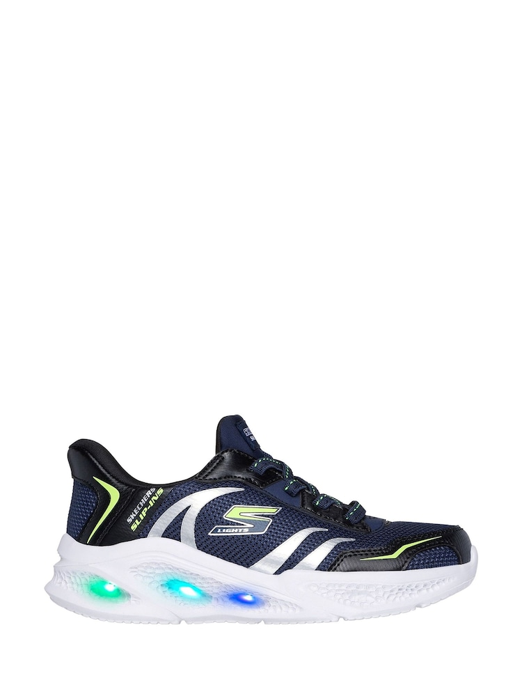 Skechers Blue Slip-Ins Meteor Lights Brisk Beams Trainers - Image 1 of 3 Skechers Blue Slip-Ins Meteor Lights Brisk Beams Trainers - Image 1 of 3