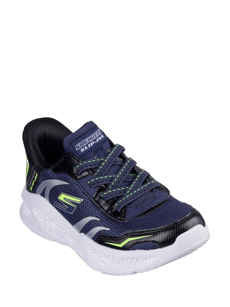 Skechers Blue Slip-Ins Meteor Lights Brisk Beams Trainers - Image 2 of 3 Skechers Blue Slip-Ins Meteor Lights Brisk Beams Trainers - Image 2 of 3