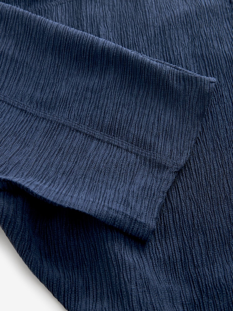 Navy Long Sleeve Batwing Textured Blouse - Image 5 of 6