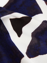 Brown/Navy Print Long Sleeve V-Neck Jersey Blouse - Image 7 of 8