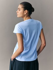 Pale Blue Pintuck V-Neck Top - Image 2 of 7