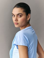 Pale Blue Pintuck V-Neck Top - Image 4 of 7