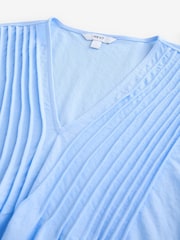 Pale Blue Pintuck V-Neck Top - Image 6 of 7