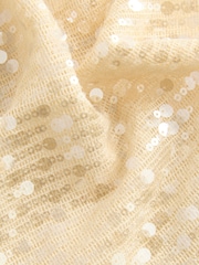 Gold Long Sleeve Sequin Sheer LonglineTop - Image 7 of 9