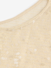 Gold Long Sleeve Sequin Sheer LonglineTop - Image 9 of 9